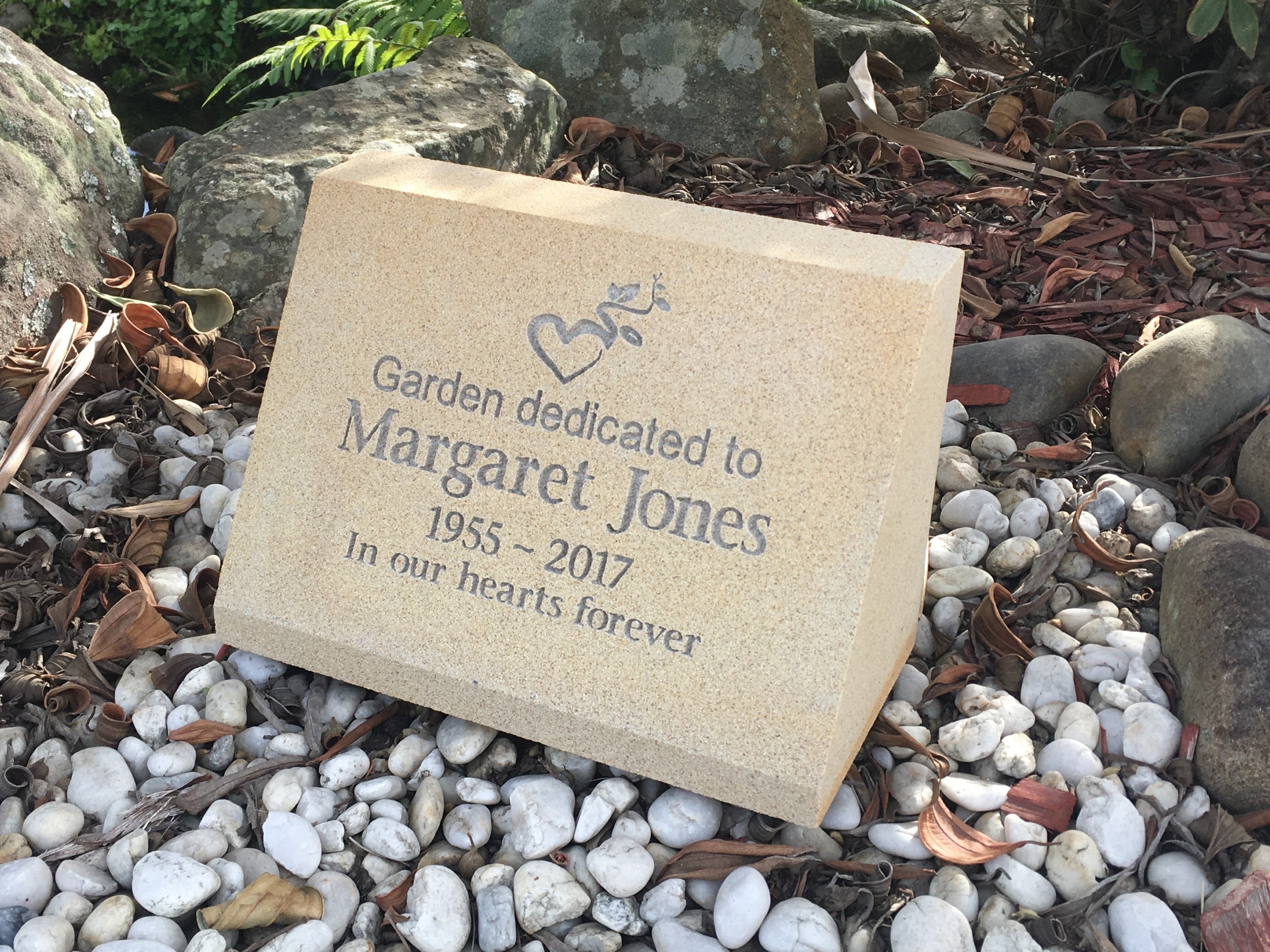 Sandstone Desk/Pillar Headstone For People - Natural Engraving