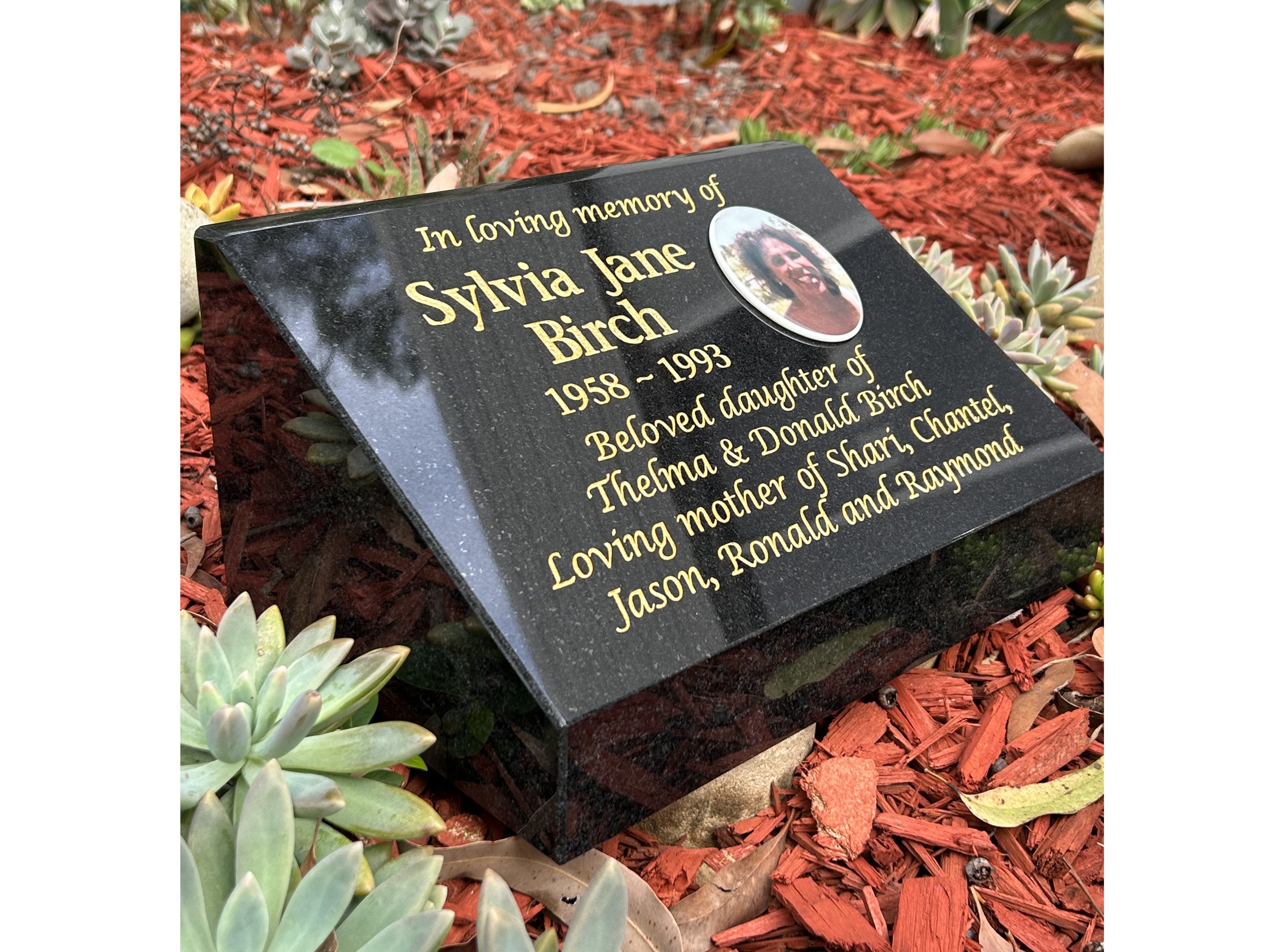Granite Desk/Pillar Headstone for People - Natural