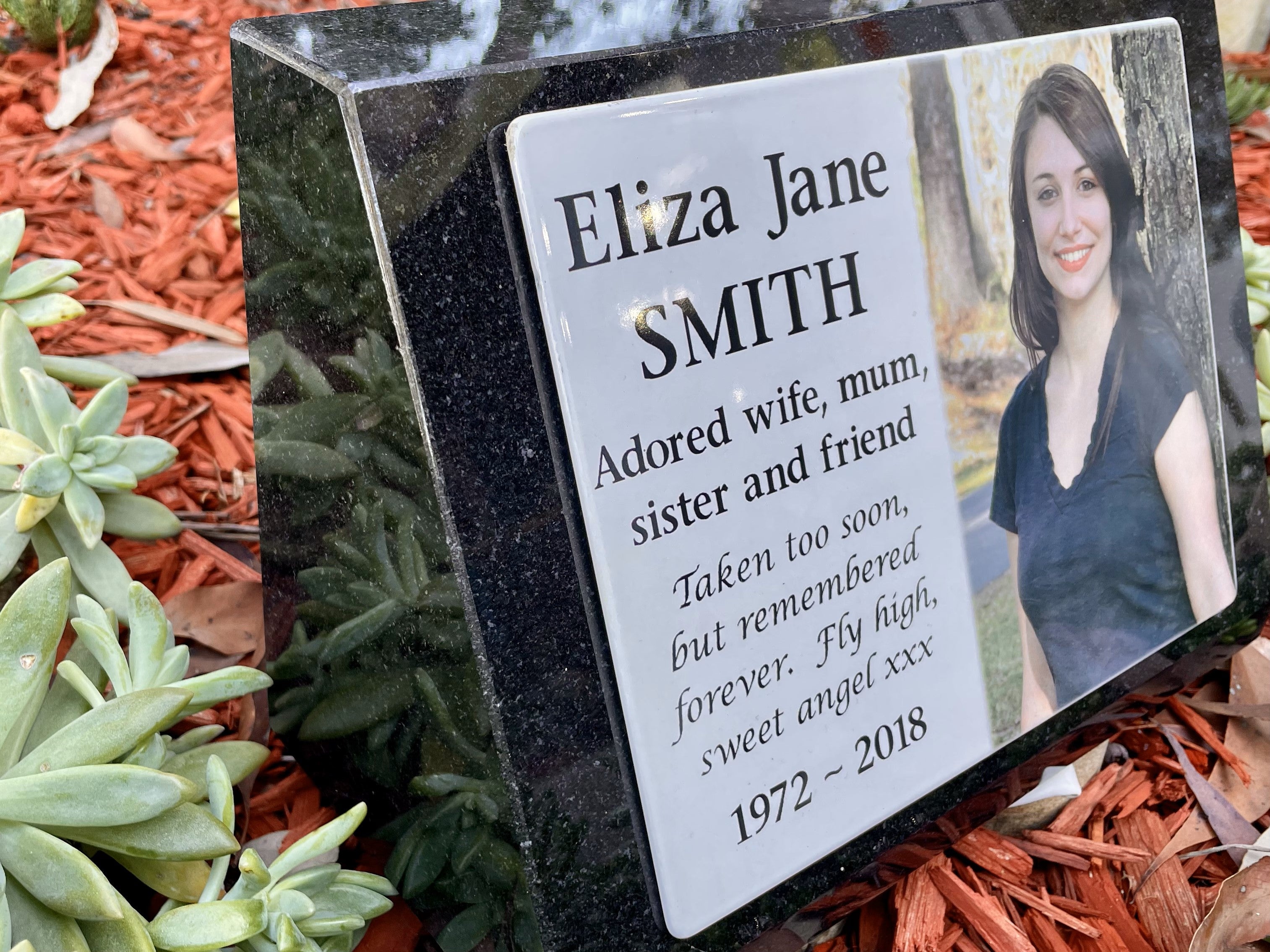 Granite Desk/Pillar Headstone for People - Photo ceramic