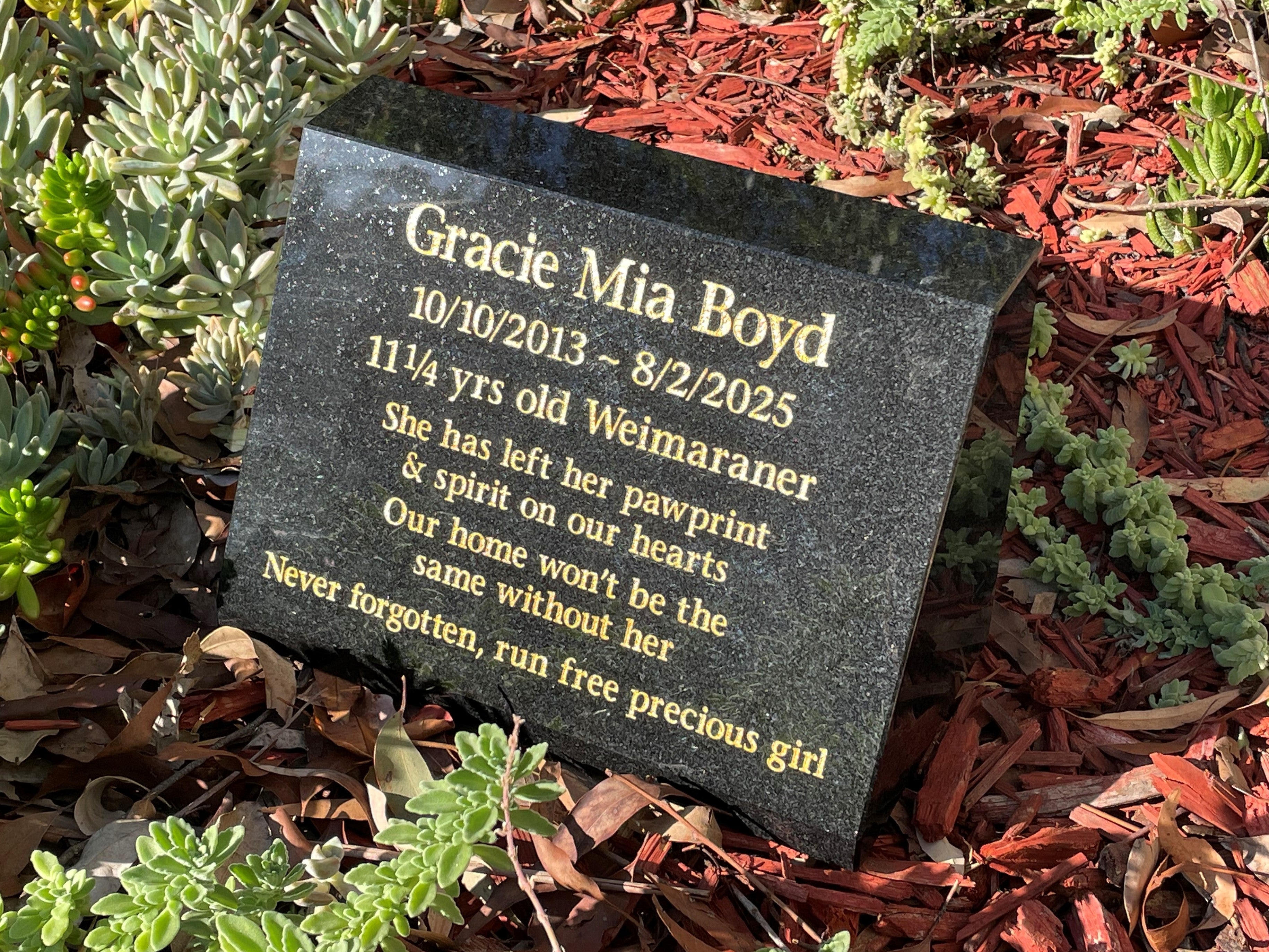 Granite Desk/Pillar Pet Headstone - Natural
