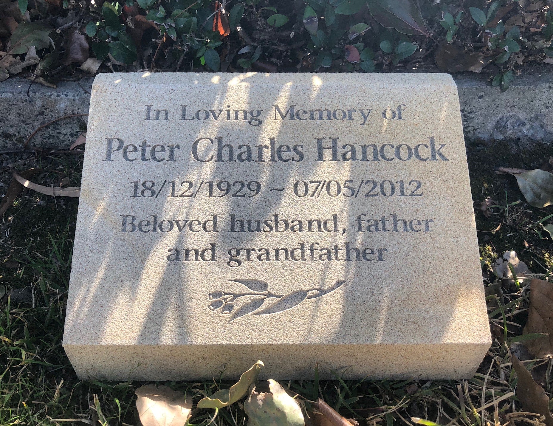 Sandstone Desk/Pillar Headstone For People - Natural Engraving
