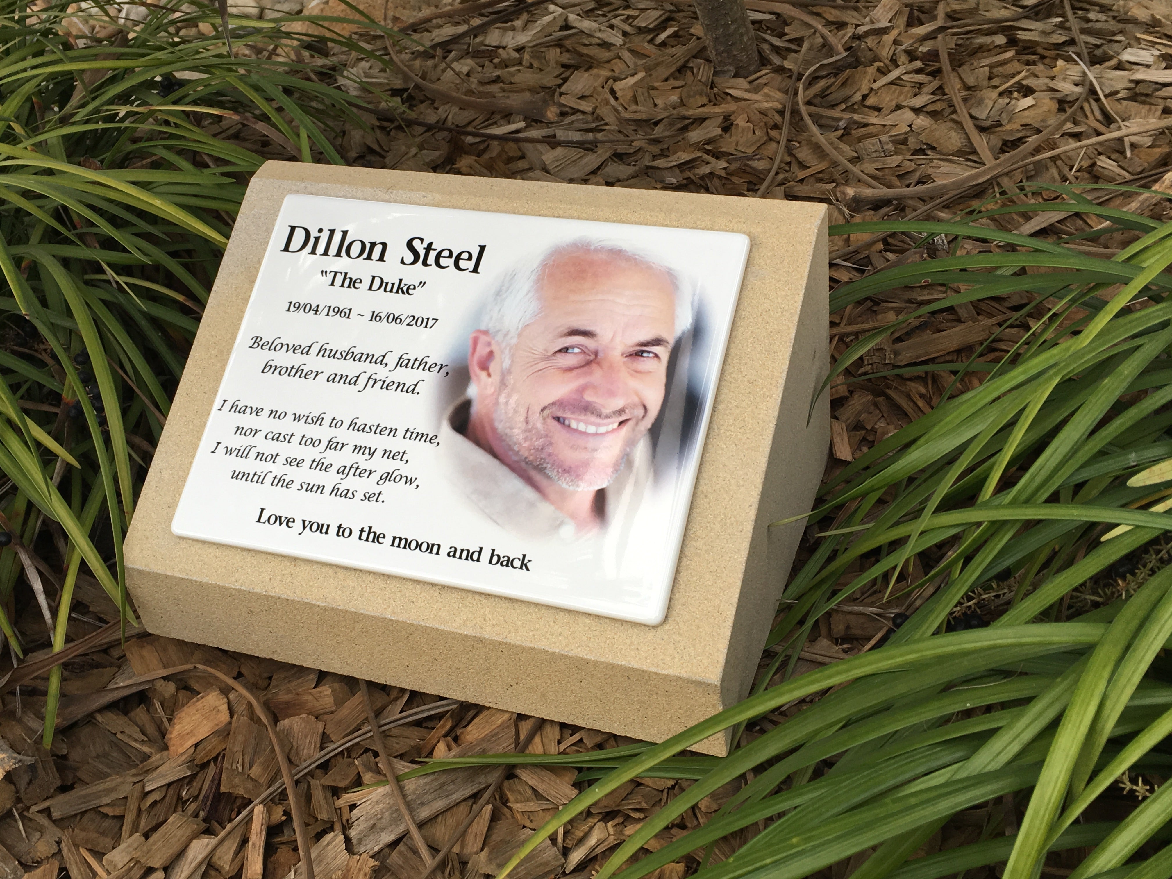 Sandstone Desk/Pillar Headstone For People - Photo Ceramic