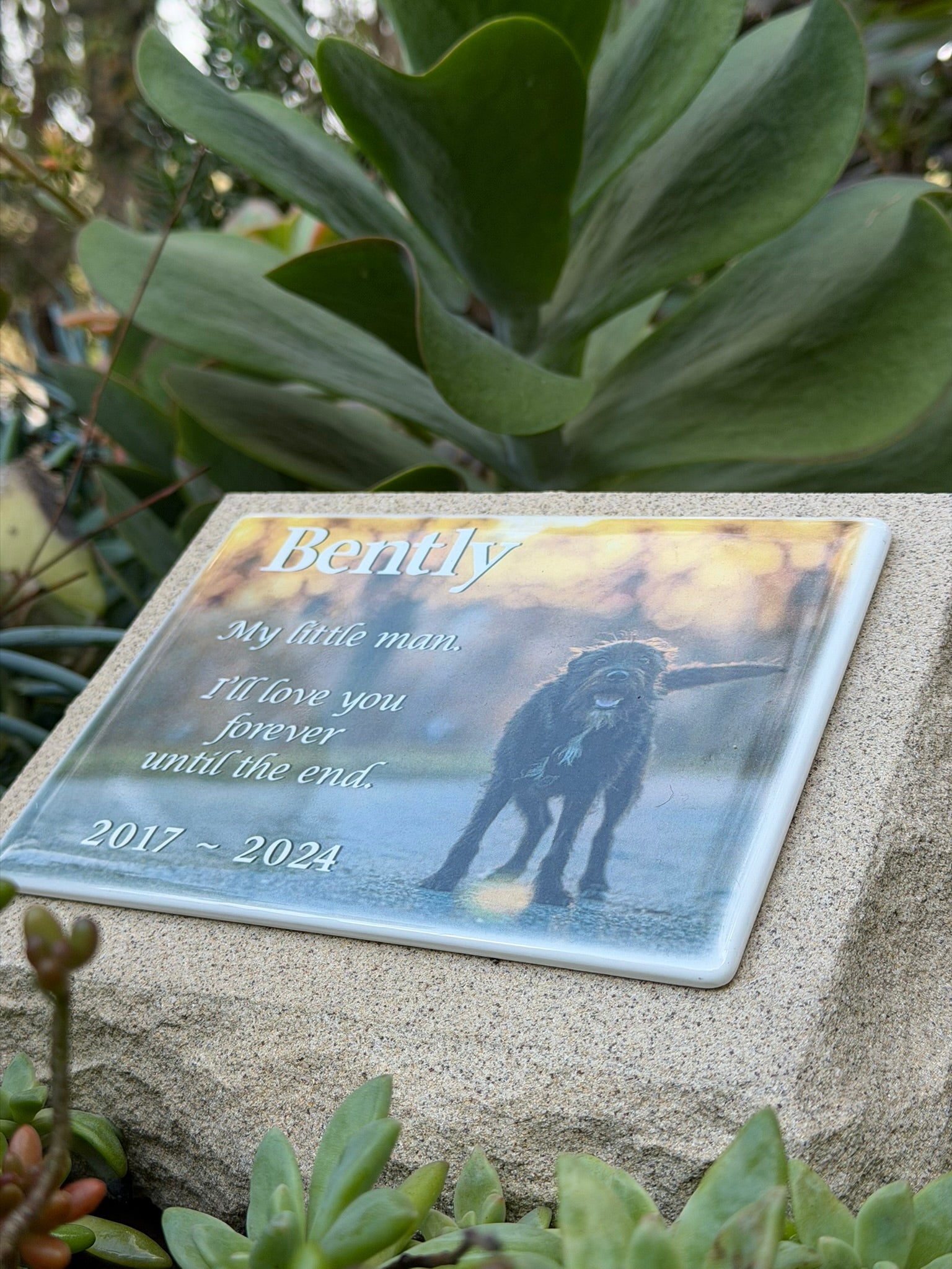 Sandstone Garden Marker Pet Memorial - Photo Ceramic