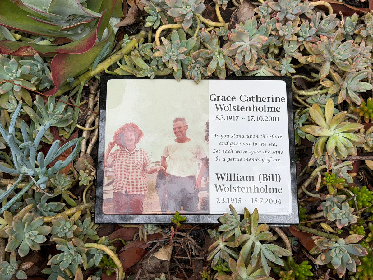 Photo Enamel Plaque on Granite Memorial
