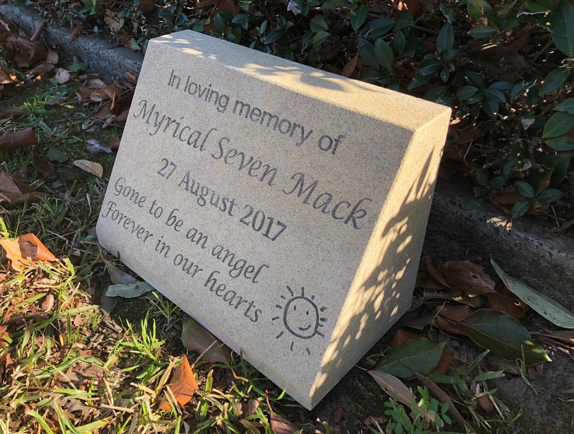 Sandstone Desk/Pillar Headstone For People - Natural Engraving