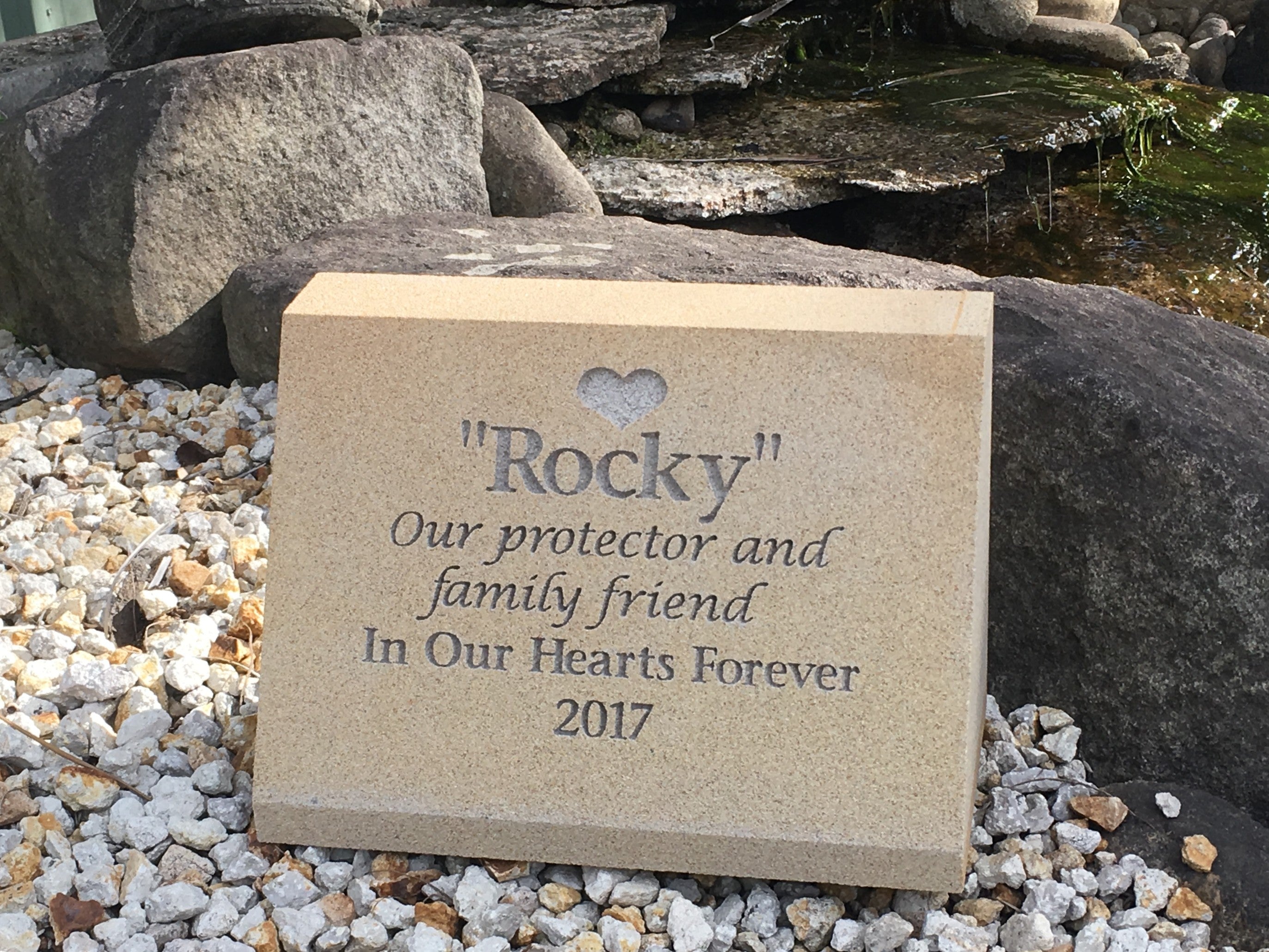 Sandstone Desk/Pillar Pet Headstone - Natural Engraving