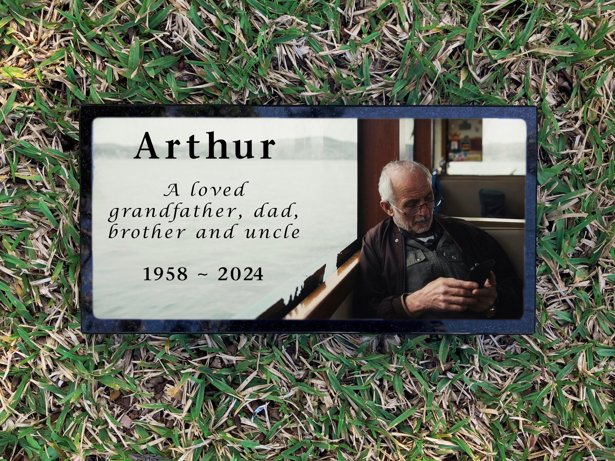 Photo Enamel Stainless Steel Plaque on Granite - Memorial For People