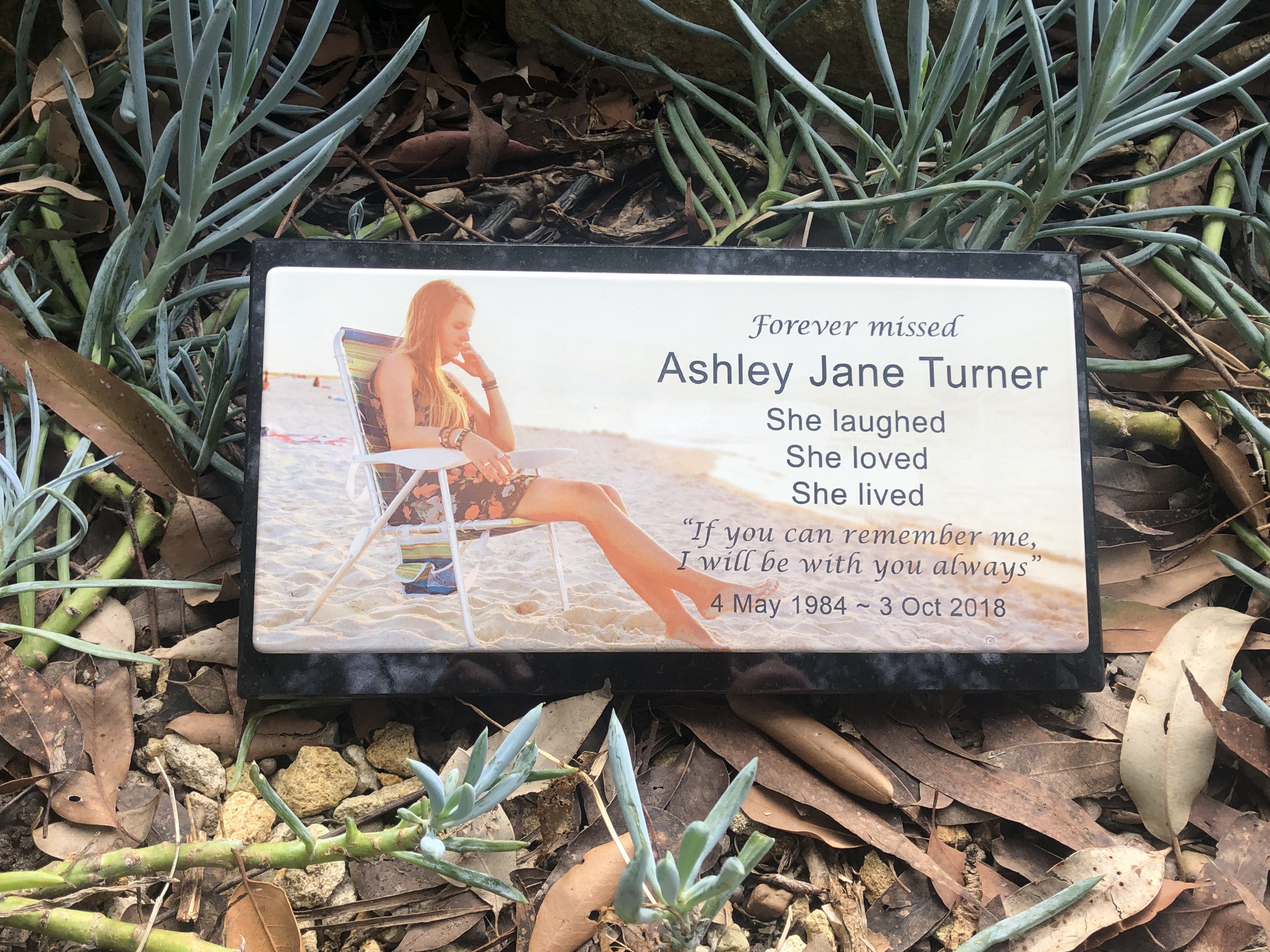 Photo Enamel Stainless Steel Plaque on Granite - Memorial For People