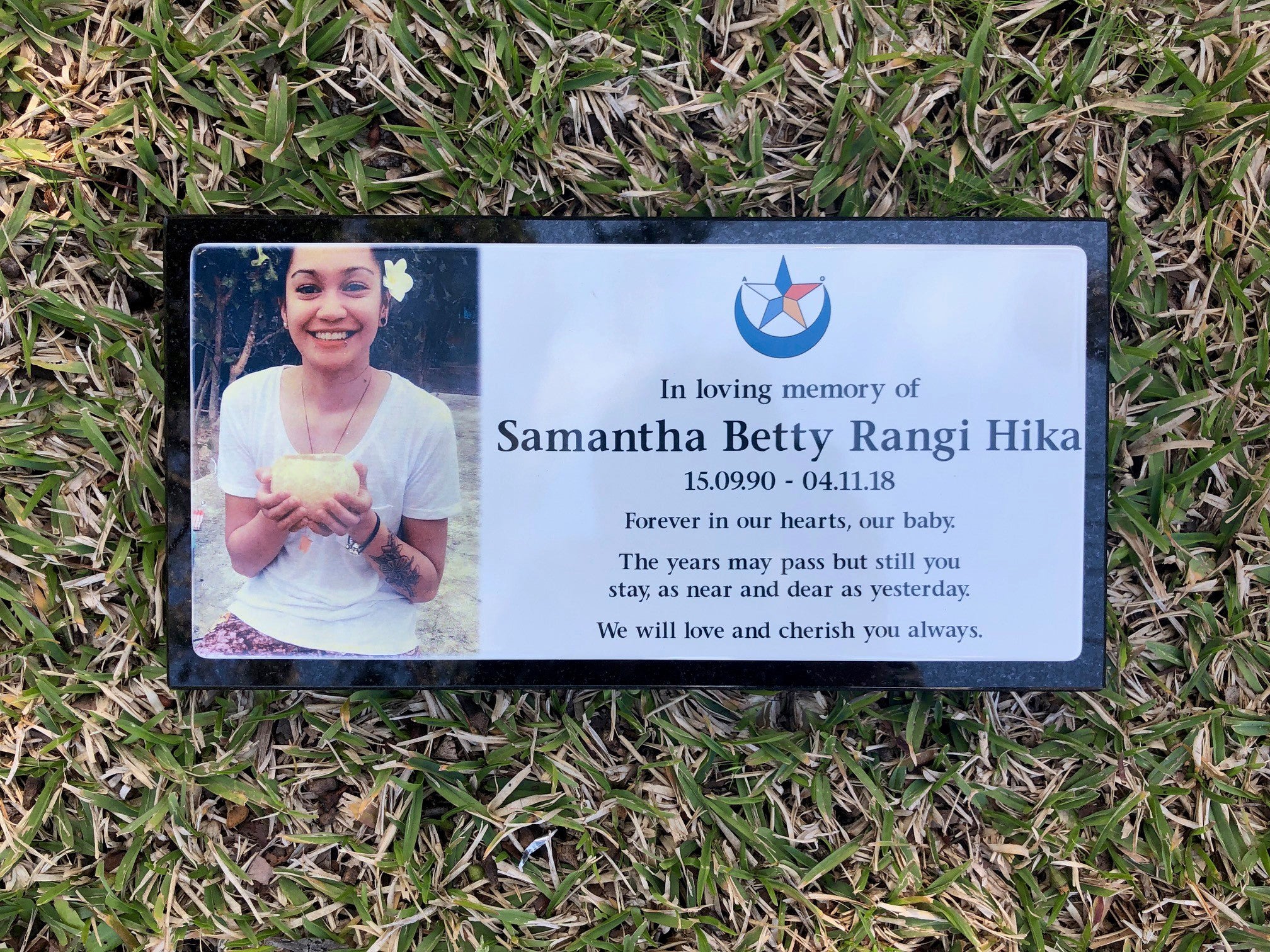 Photo Enamel Stainless Steel Plaque on Granite - Memorial For People