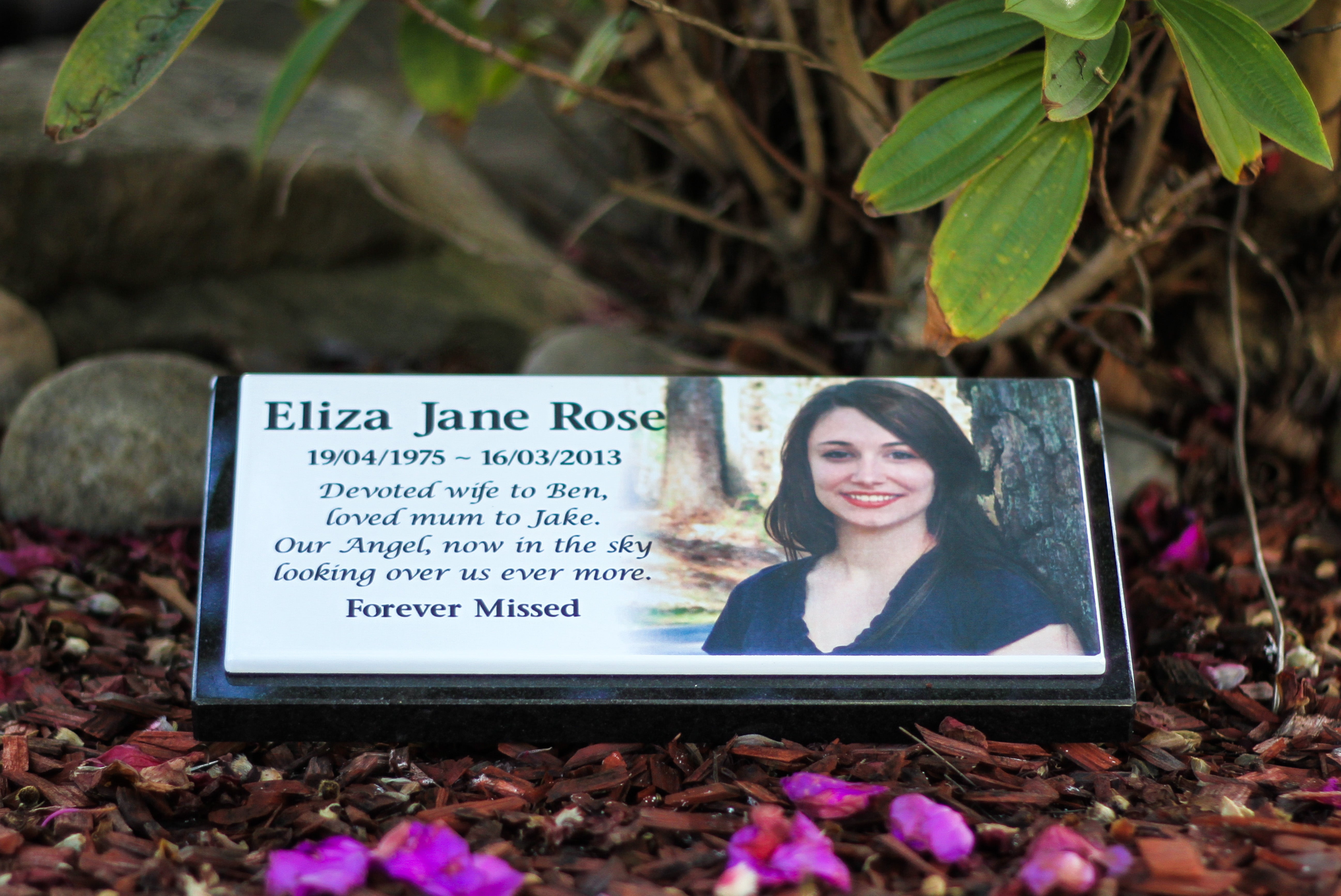 Photo Enamel Stainless Steel Plaque on Granite - Memorial For People
