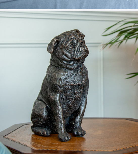 Cast Resin Dog Figurine Memorial Urn - Pug