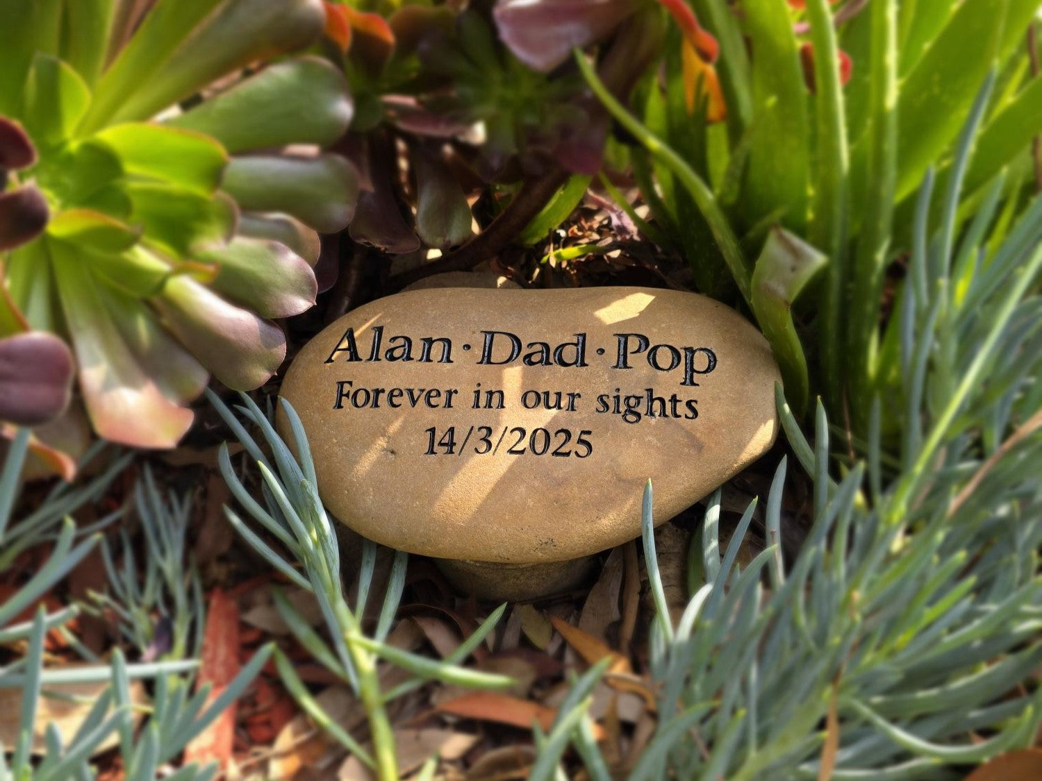 Tumbled Riverstone Memorial For People