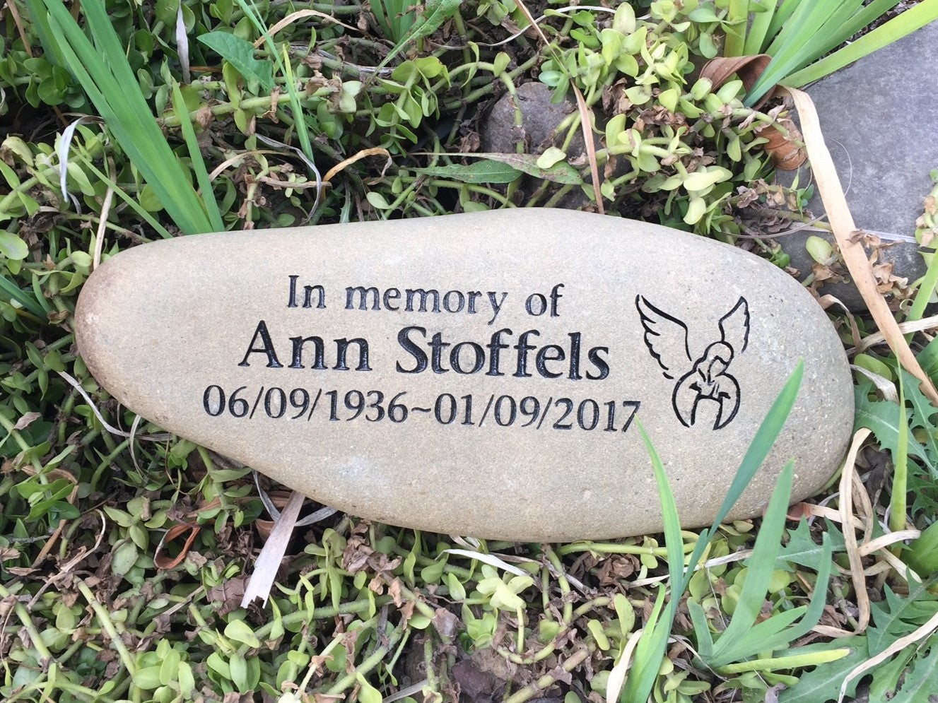 Tumbled Riverstone Memorial For People