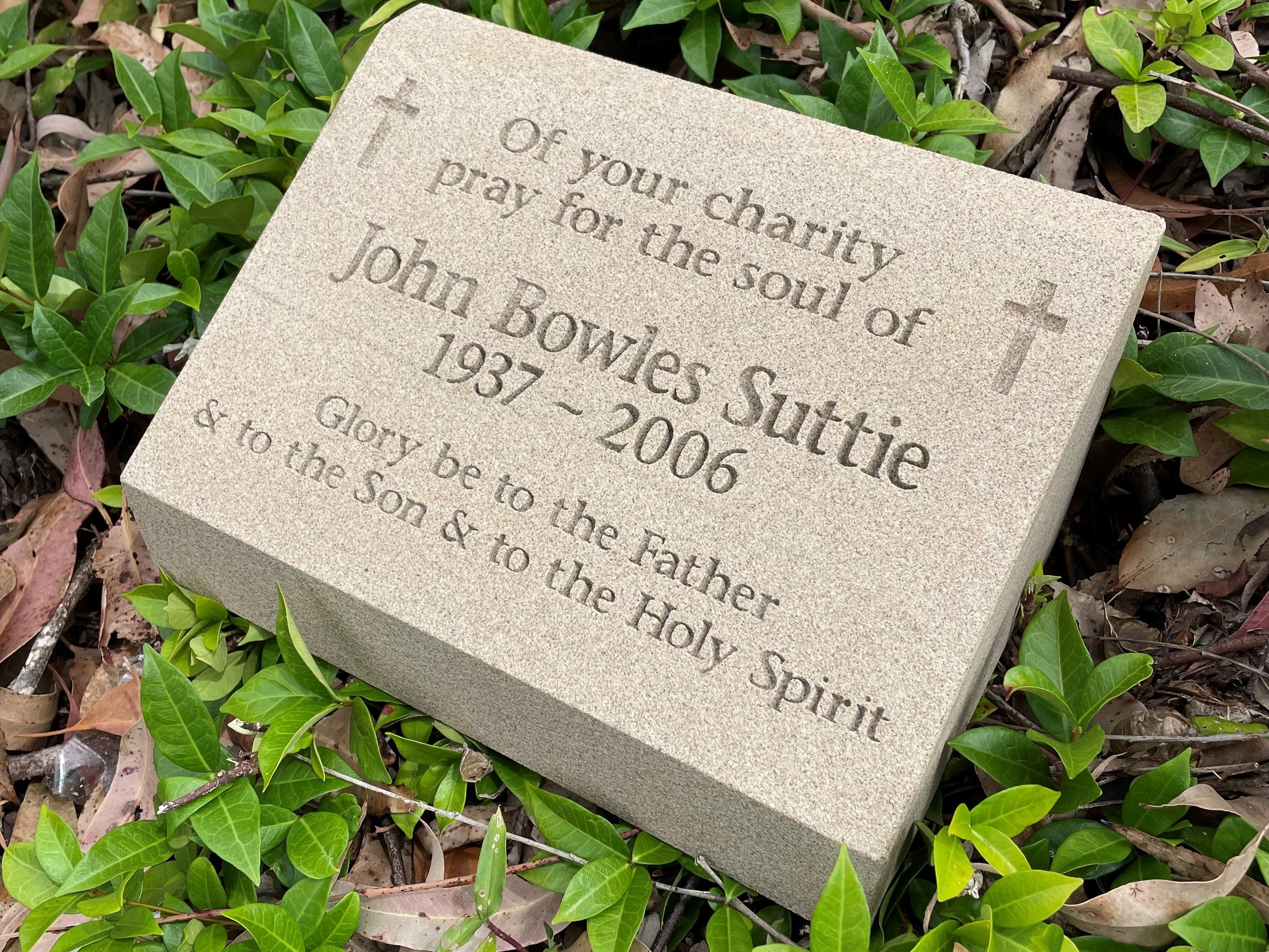 Sandstone Desk/Pillar Headstone For People - Natural Engraving