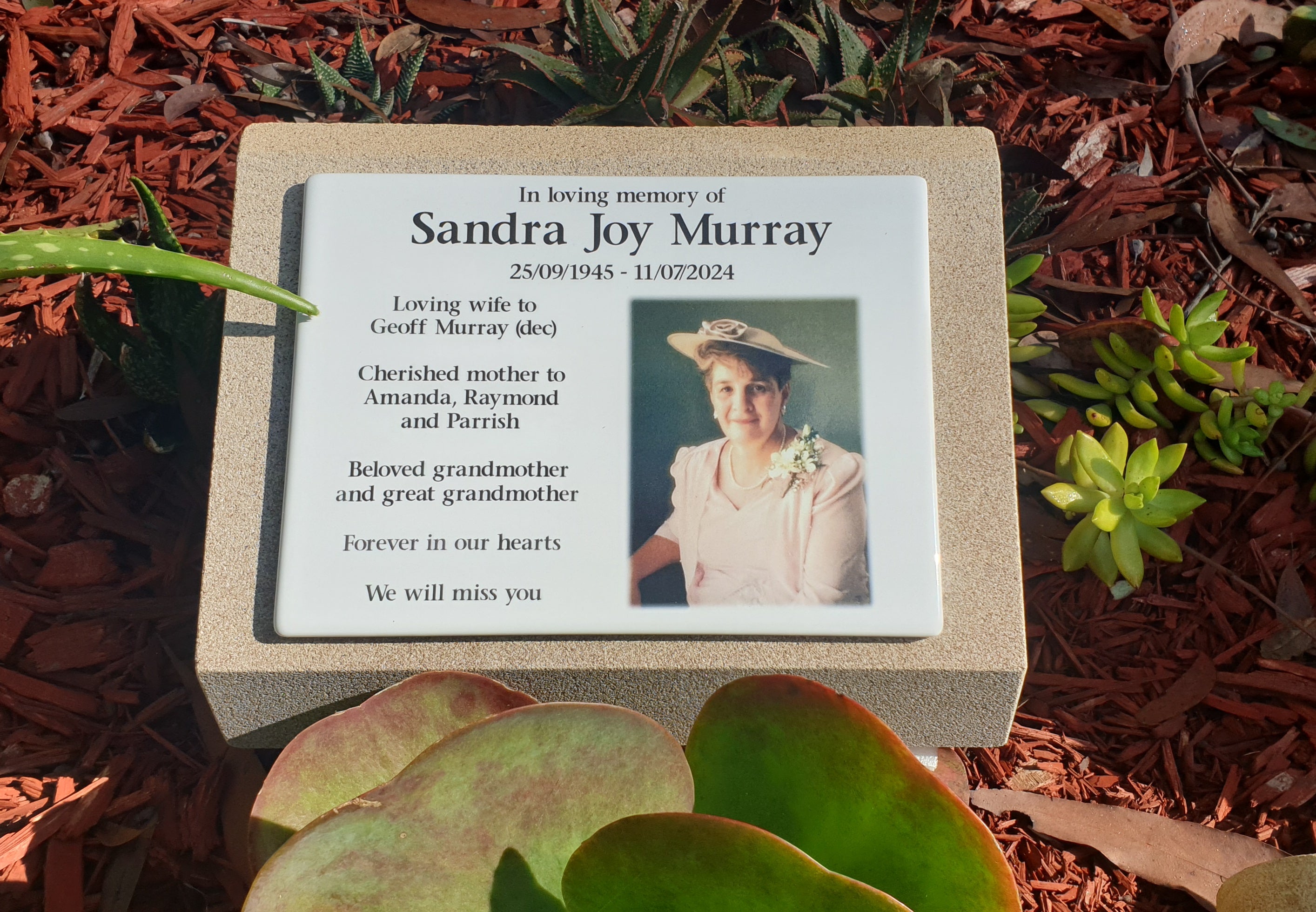 Sandstone Desk/Pillar Headstone For People - Photo Ceramic