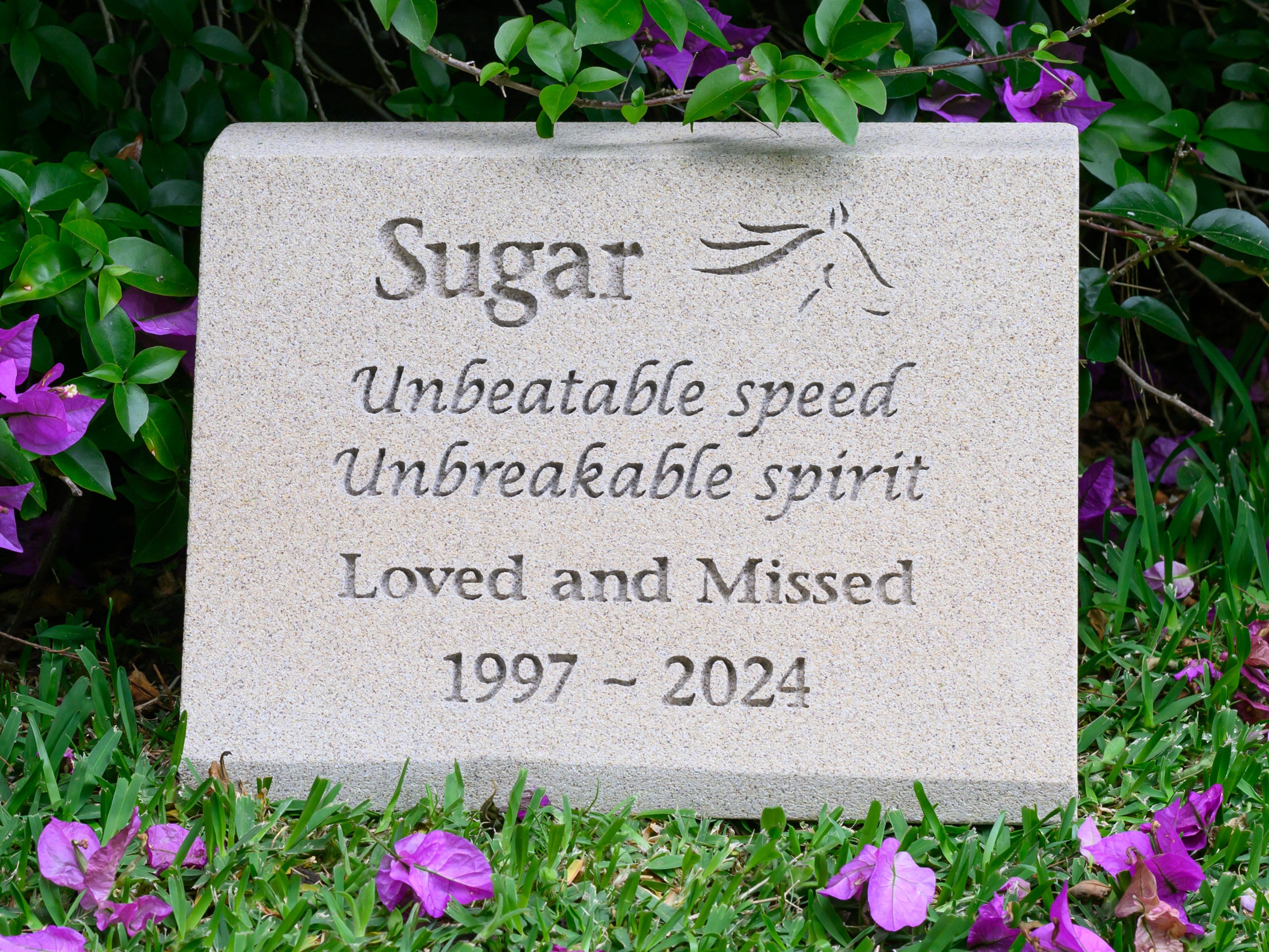 Sandstone Desk/Pillar Pet Headstone - Natural Engraving