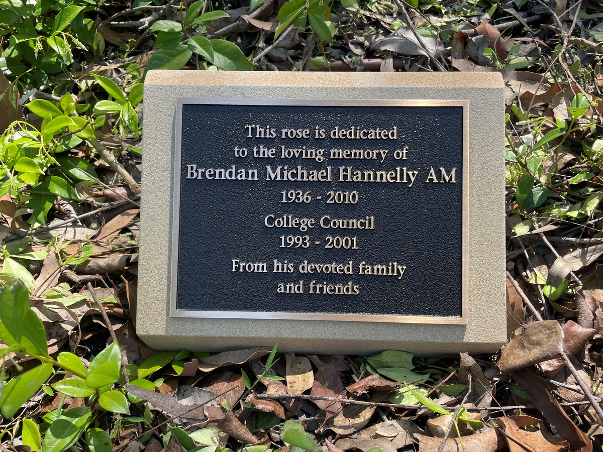 Sandstone Desk/Pillar Headstone - Bronze Plaque