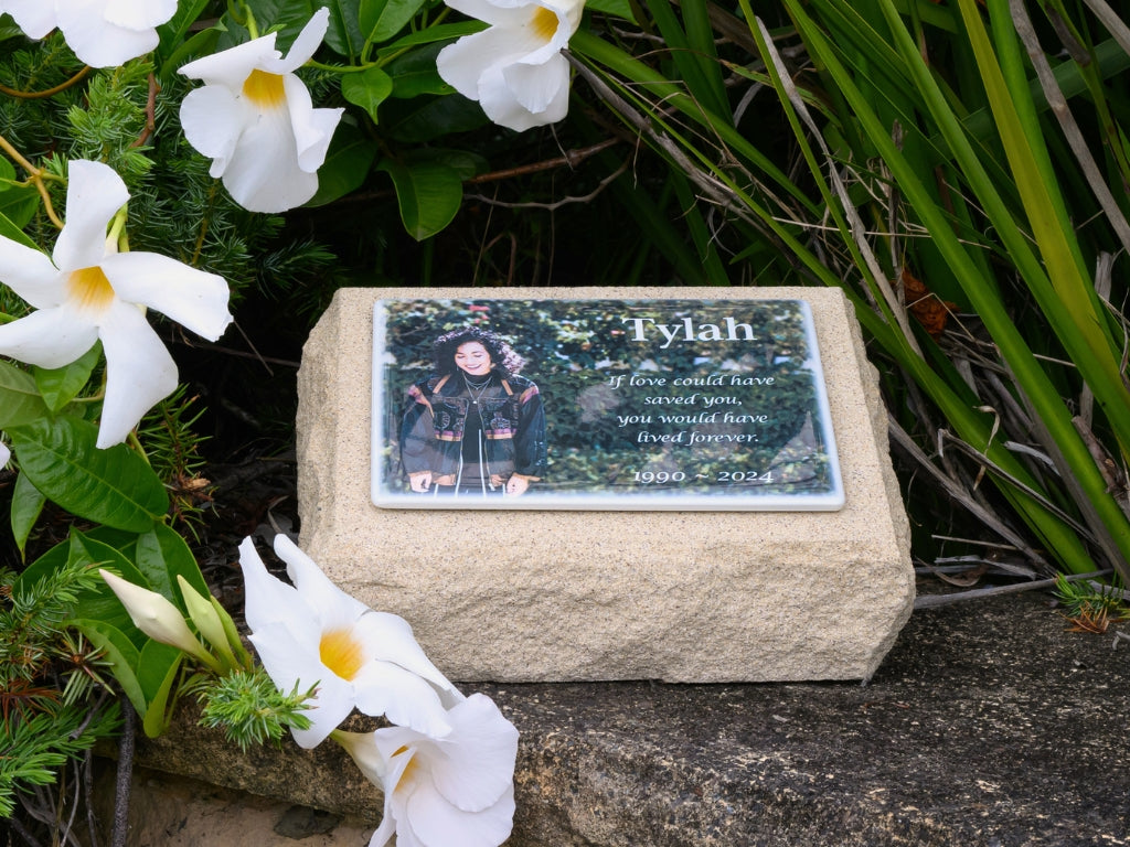 Sandstone Garden Marker Memorial - Photo Ceramic