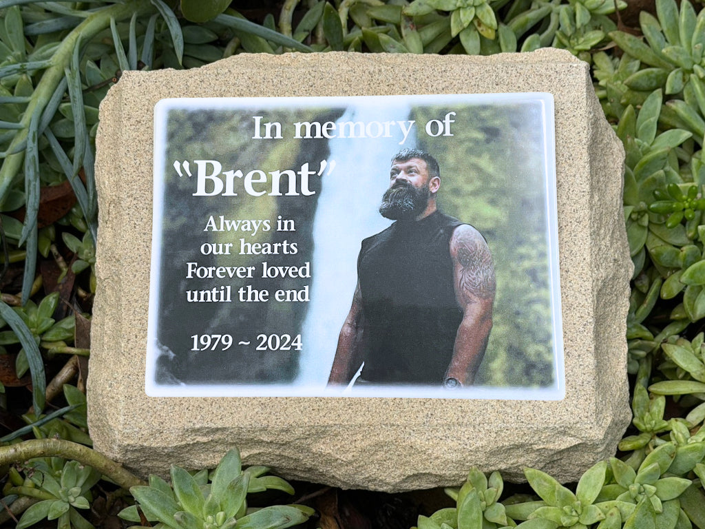 Personalised Sandstone Memorial for Loved Ones with Full Colour Photo plaque