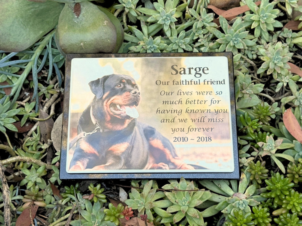 Photo Enamel Plaque on Granite Pet Memorial