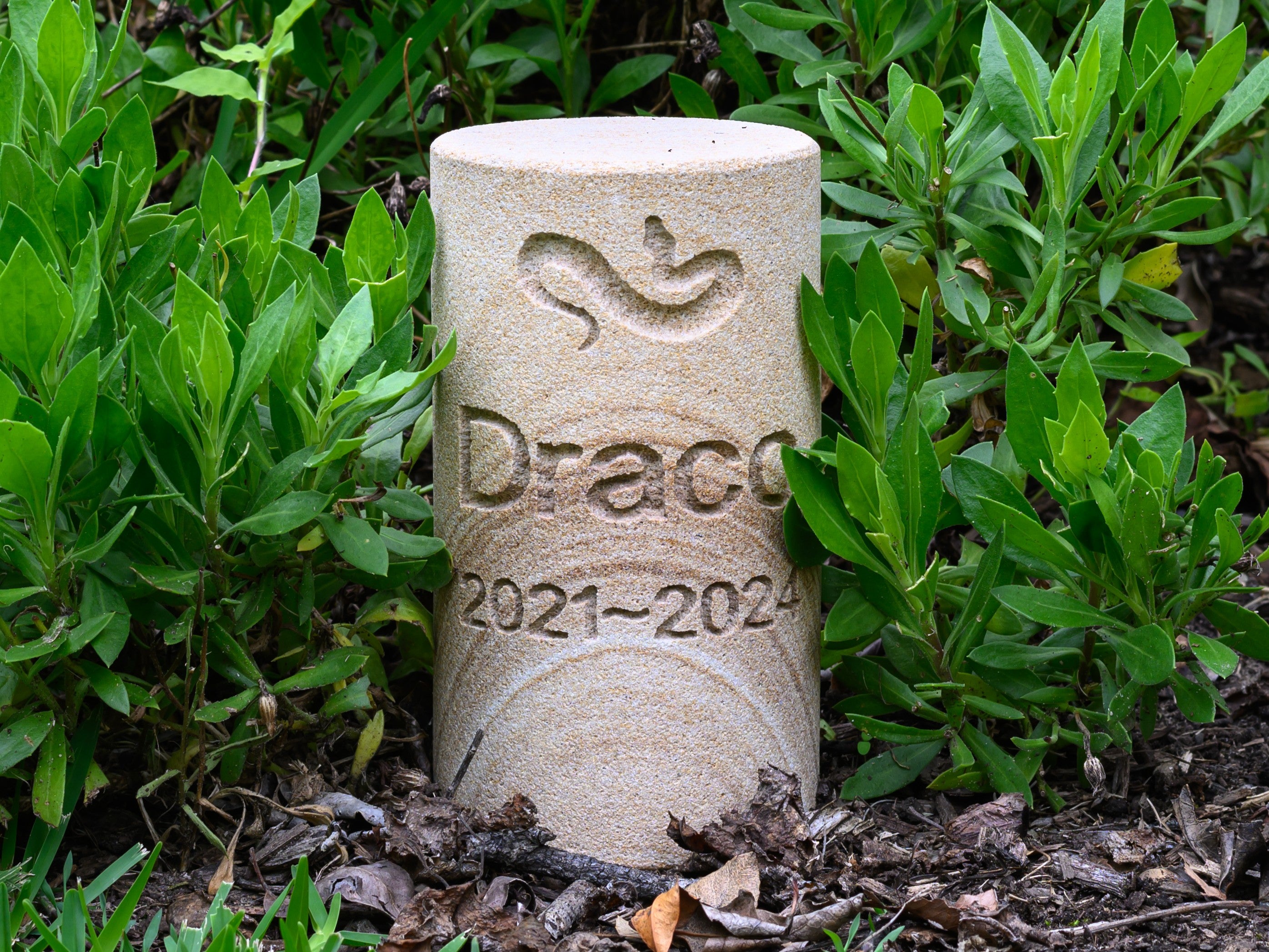 Smooth Sandstone Cylinder with Receptacle Pet Memorial