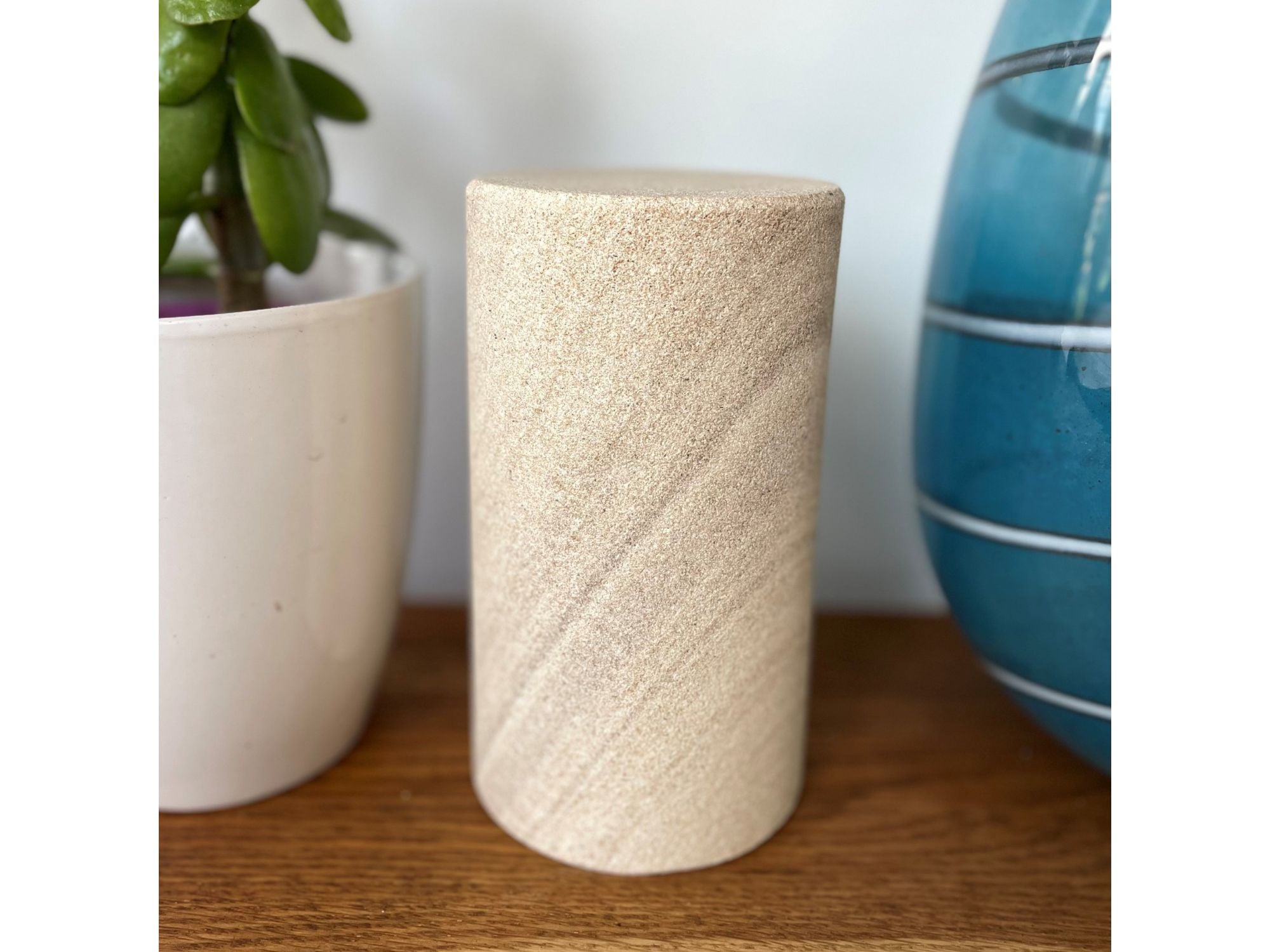 Smooth Sandstone Cylinder with Receptacle Pet Memorial