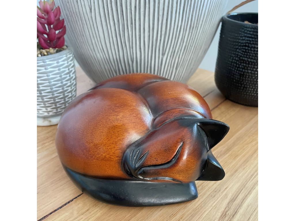 Timber Sleeping Cat Urns