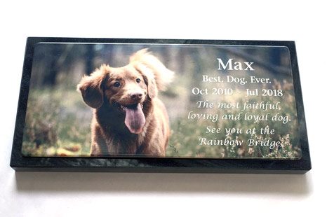 Photo Enamel Plaque on Granite Pet Memorial