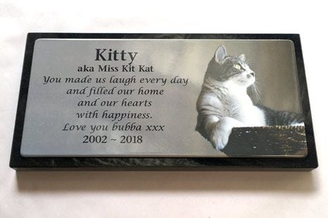 Photo Enamel Plaque on Granite Pet Memorial
