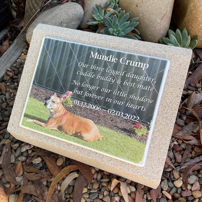 Sandstone Desk/Pillar Pet Headstone - Full Colour Photo ceramic