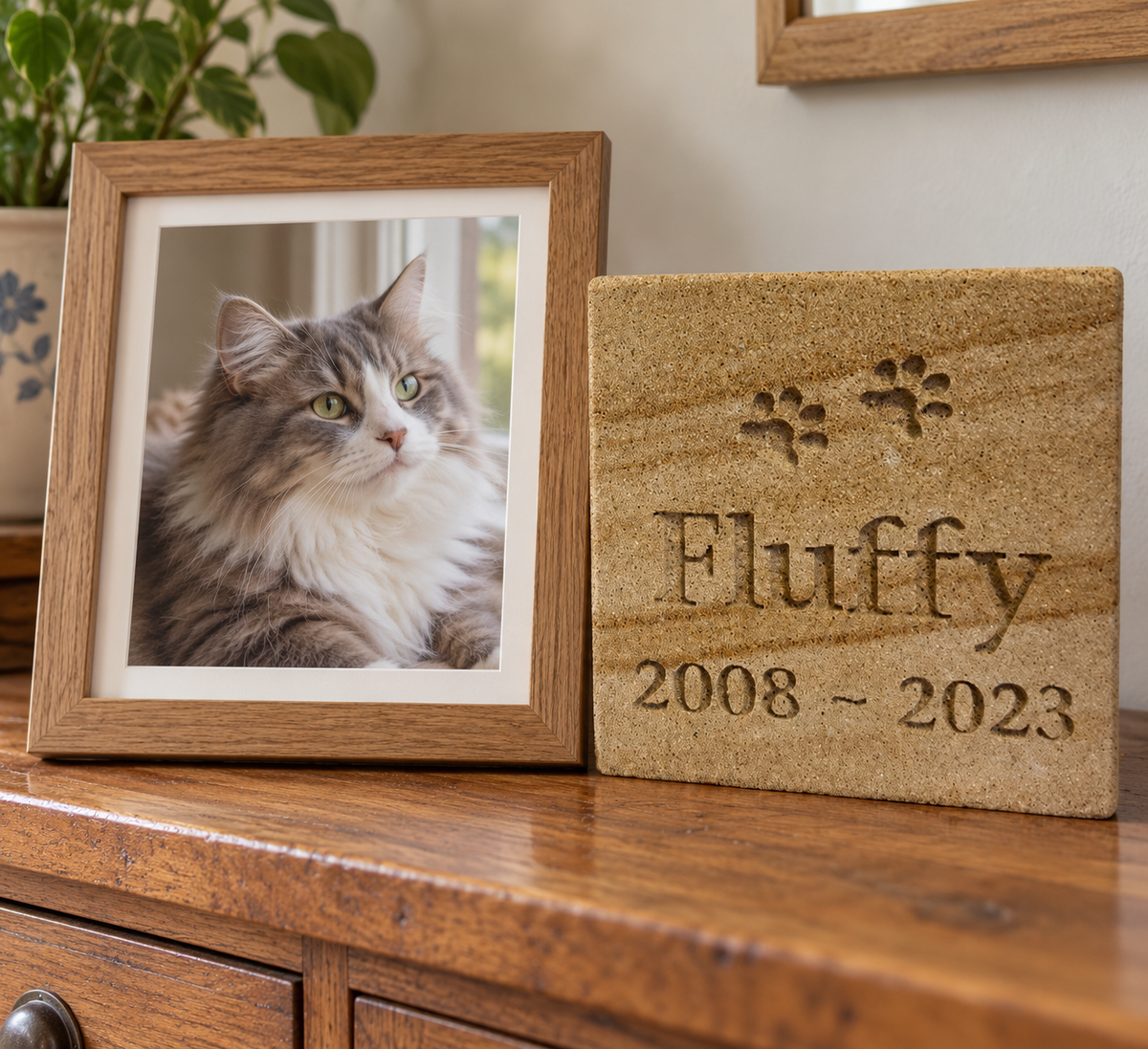 Personalised Sandstone Square Plaque Pet Memorial (15cm x 15cm)
