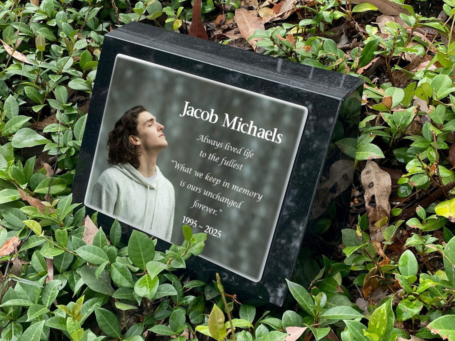 Granite Desk/Pillar Headstone for People - Photo ceramic