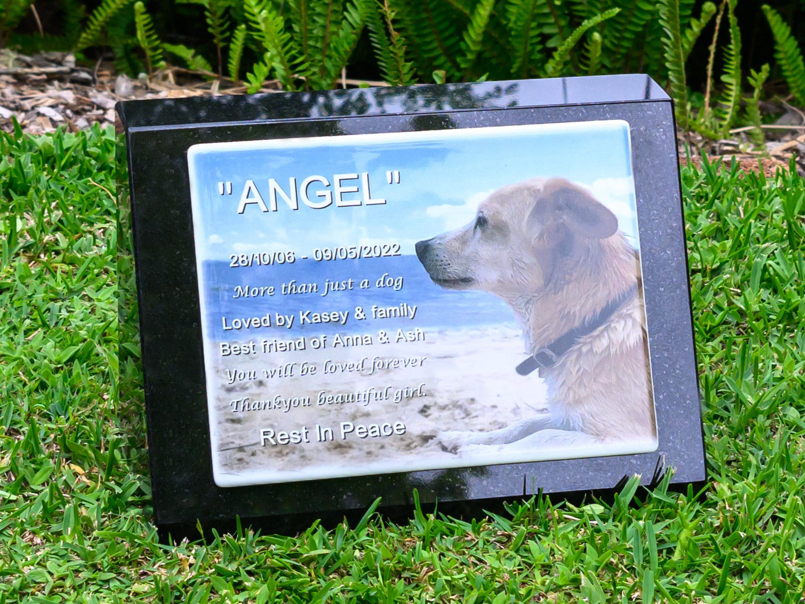 Granite Desk/Pillar Pet Headstone - Photo ceramic