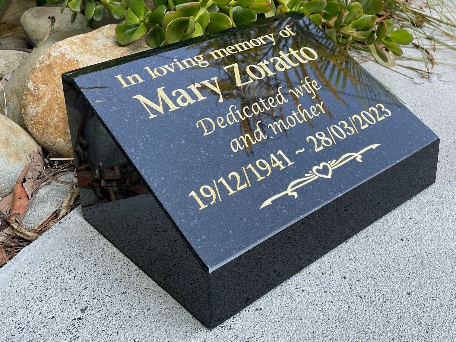 Granite Desk/Pillar Headstone for People - Natural