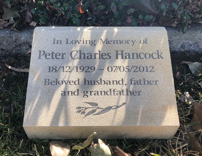 Sandstone Desk/Pillar Headstone For People - Natural Engraving