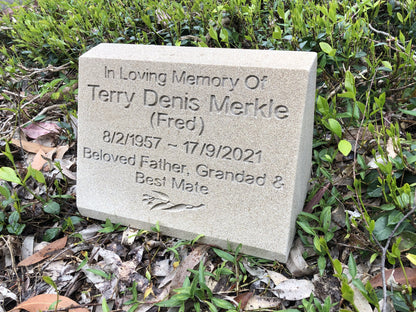 Sandstone Desk/Pillar Headstone For People - Natural Engraving