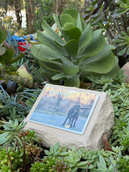 Sandstone Garden Marker Pet Memorial - Photo Ceramic