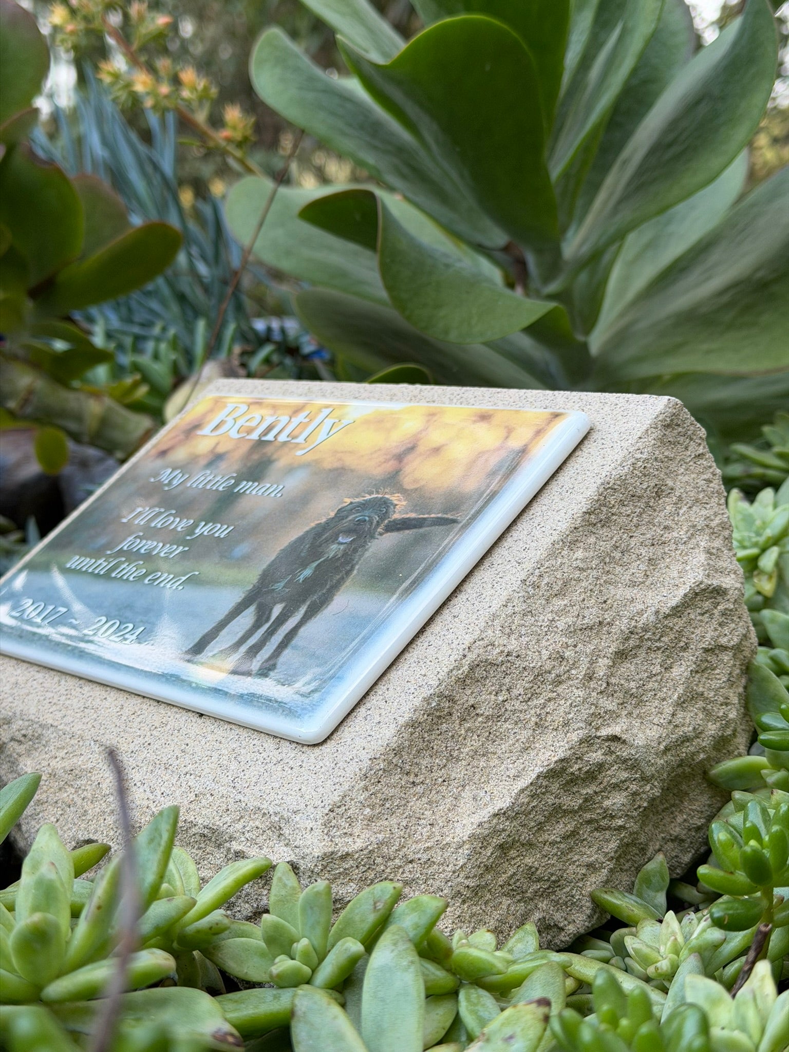 Sandstone Garden Marker Pet Memorial - Photo Ceramic