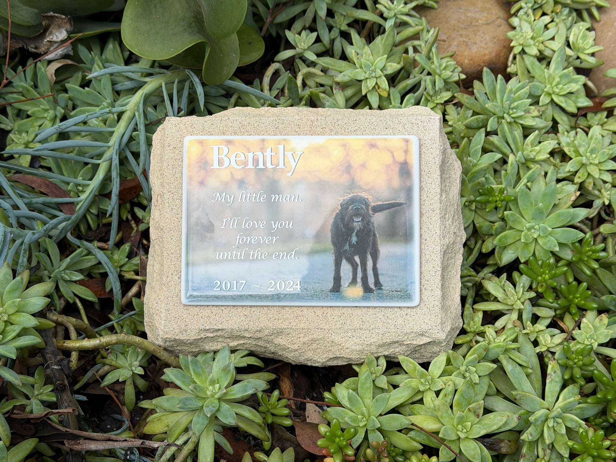 Sandstone Garden Marker Pet Memorial - Photo Ceramic