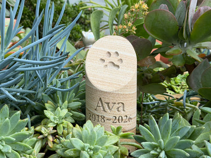Sandstone Paw Print Pillar Pet Memorial