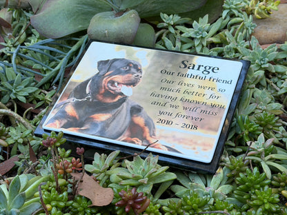Photo Enamel Plaque on Granite Pet Memorial