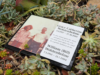 Photo Enamel Plaque on Granite Memorial