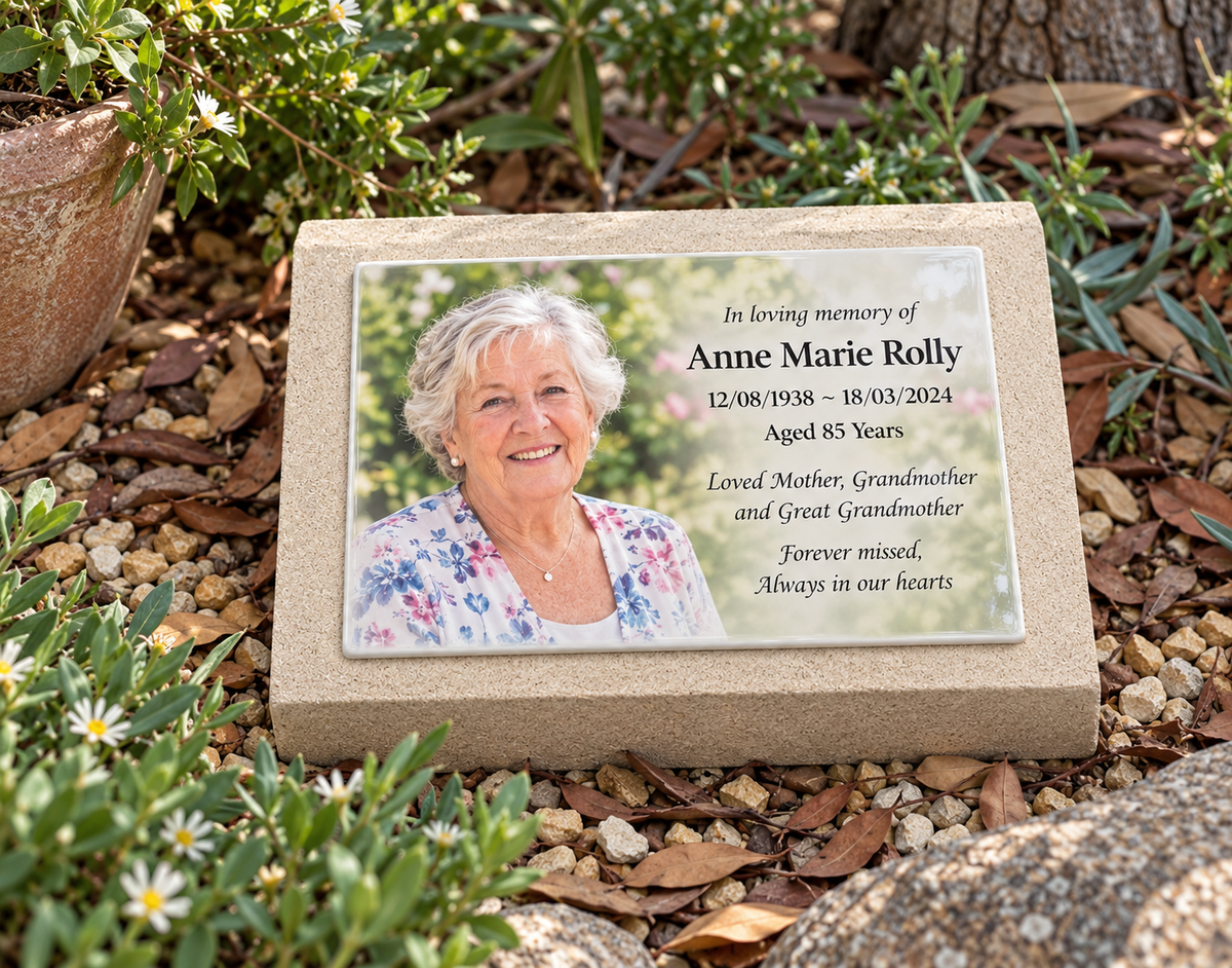 Sandstone Desk/Pillar Headstone For People with Full Colour Photo Ceramic