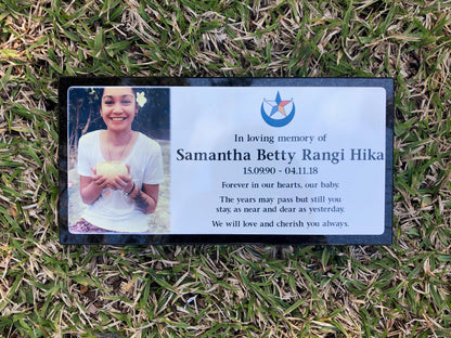 Photo Enamel Stainless Steel Plaque on Granite - Memorial For People