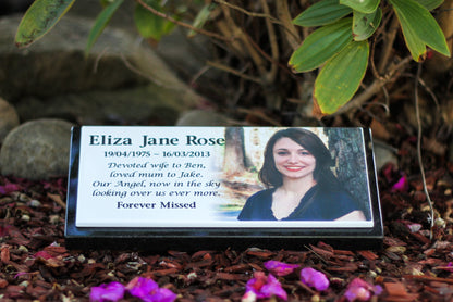 Photo Enamel Stainless Steel Plaque on Granite - Memorial For People