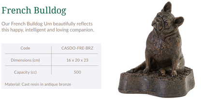 Cast Resin Dog Figurine Memorial Urn - French Bulldog