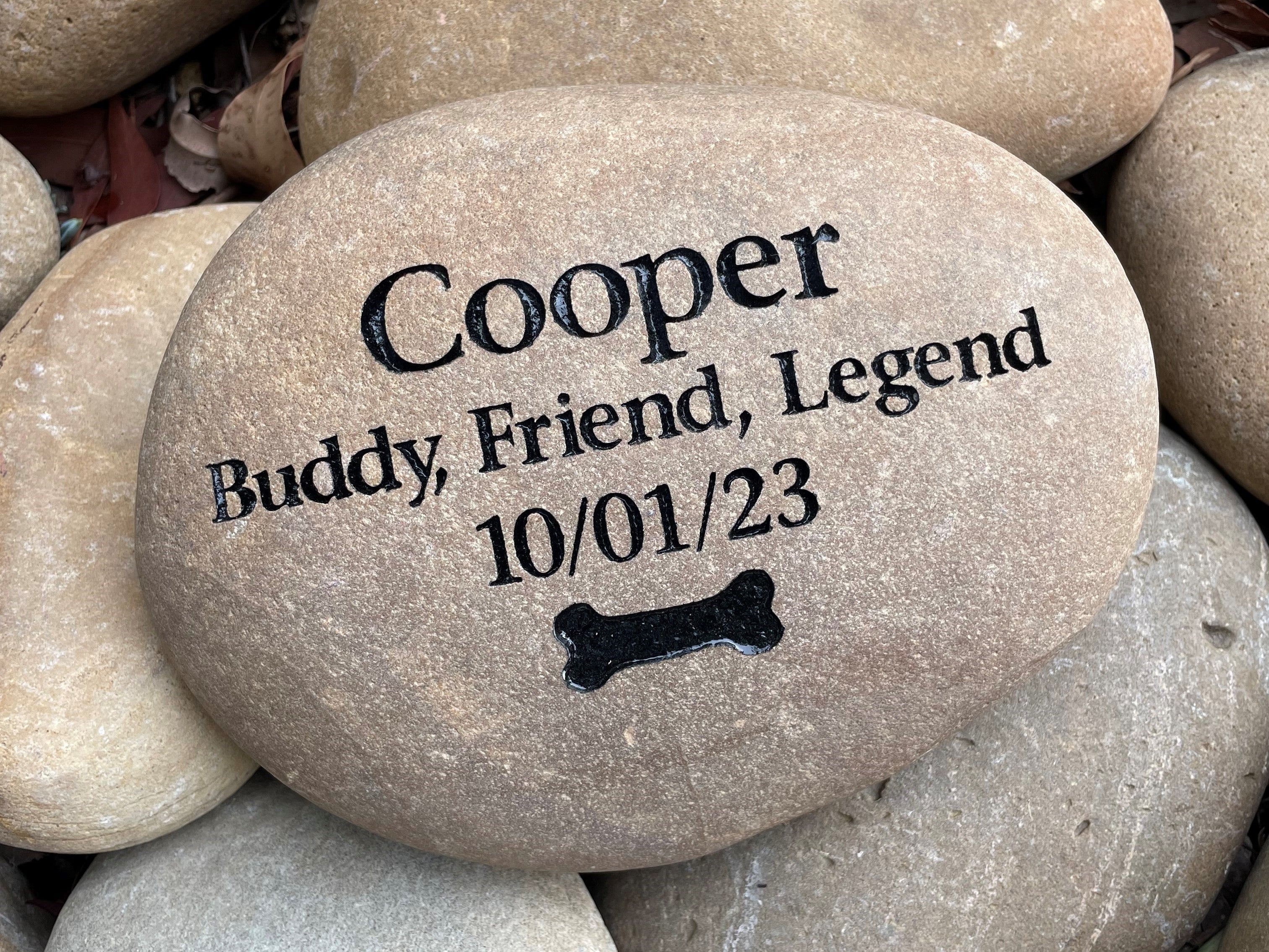 Tumbled Riverstone Pet Memorial