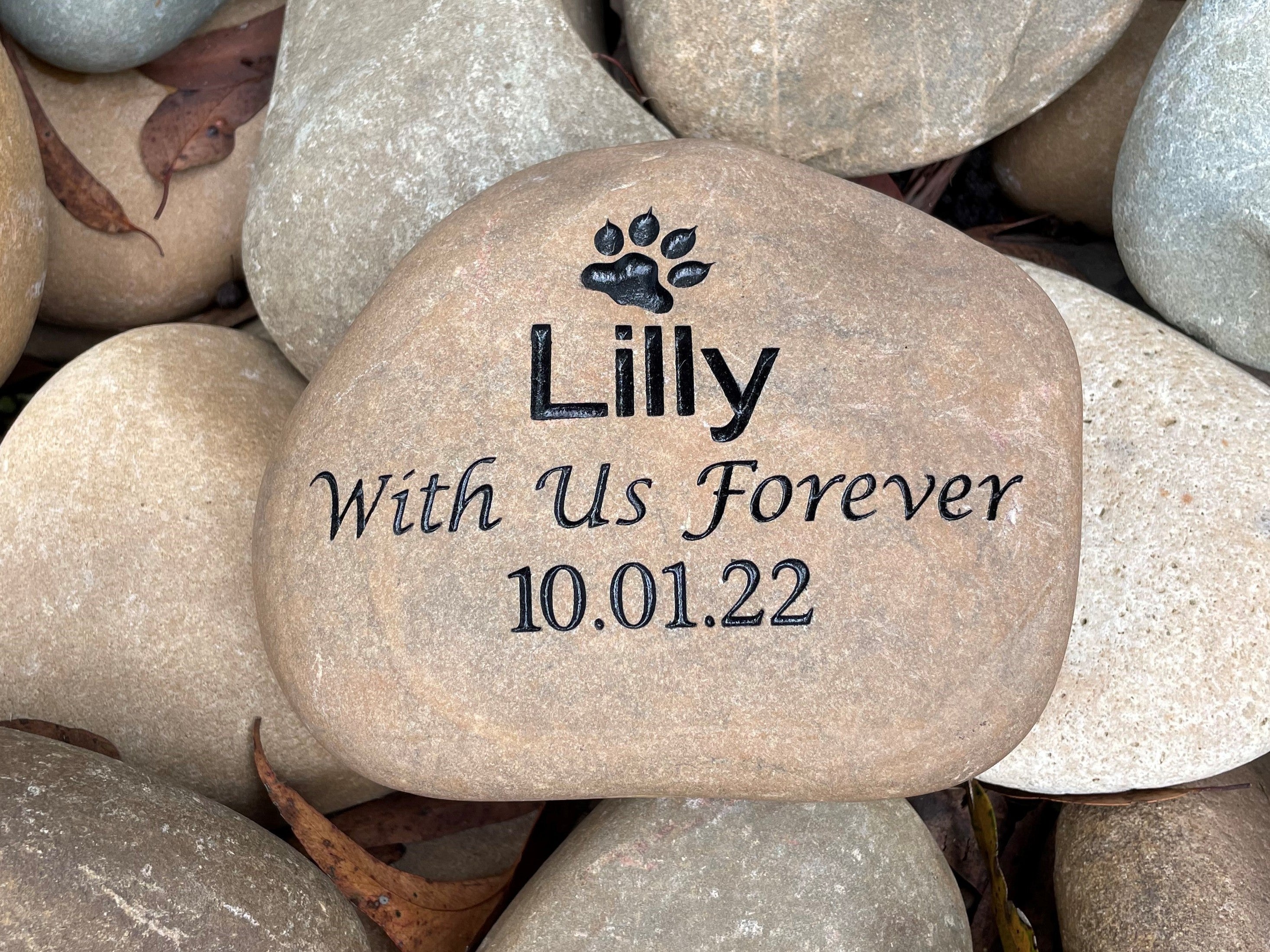 Tumbled Riverstone Pet Memorial
