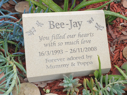 Sandstone Desk/Pillar Headstone For People - Natural Engraving