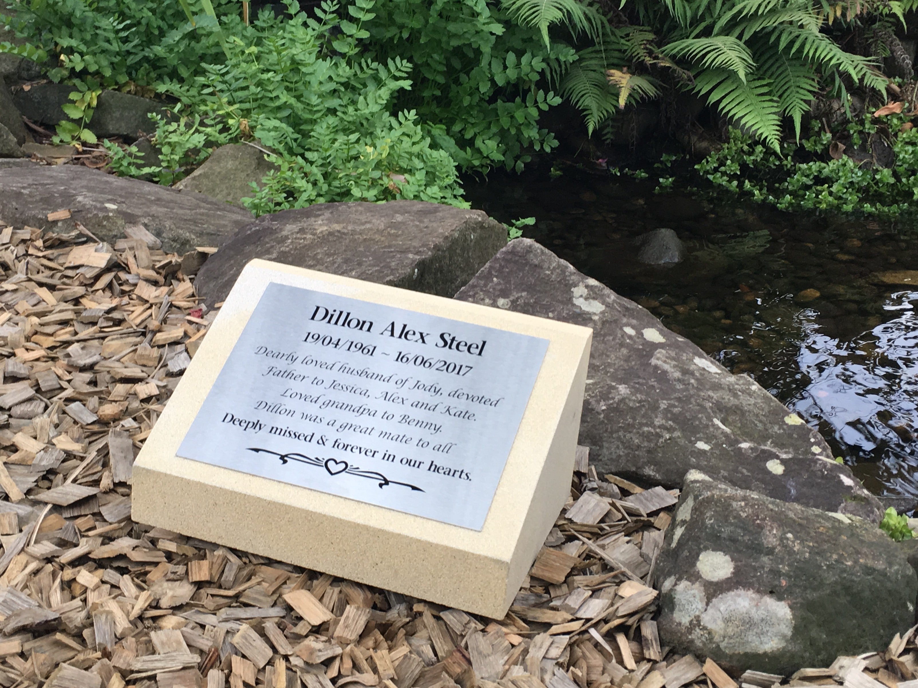 Sandstone Desk/Pillar Headstone For People - Stainless Steel